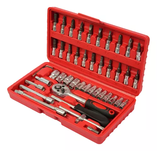 Set de Herramientas Llave Tubo 46 Piezas con Estuche – Encastre 1/4"